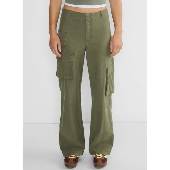 TNA Pants - TNA Aritzia Picture Cargo Pant Olive Green High Rise Wide Leg Indie Y2K Size 0